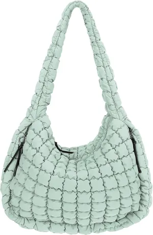 Juoxeepy Quilted Tote Bag Large Carryall Puffer Shoulder Bag Lightweight Padding Hobo Bag