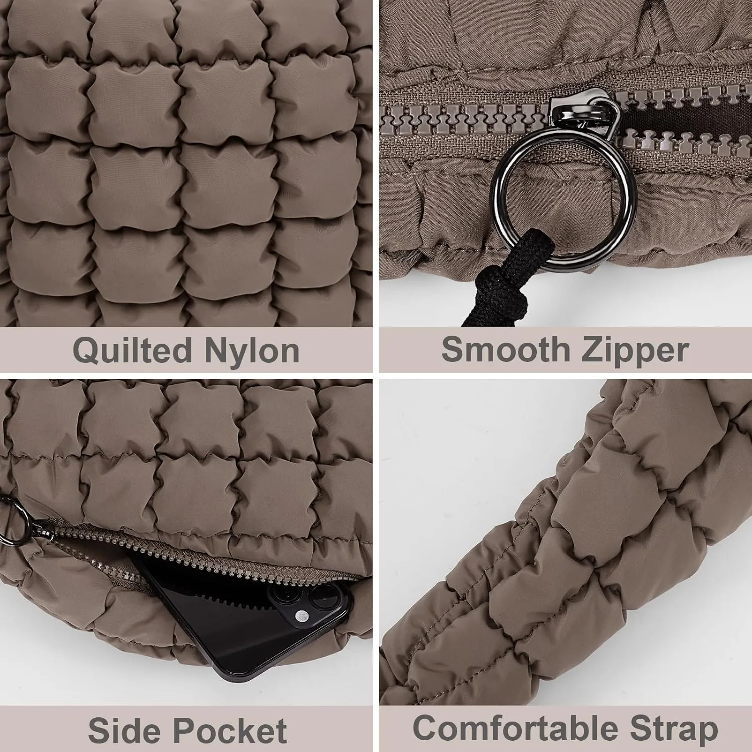 Juoxeepy Quilted Tote Bag Large Carryall Puffer Shoulder Bag Lightweight Padding Hobo Bag