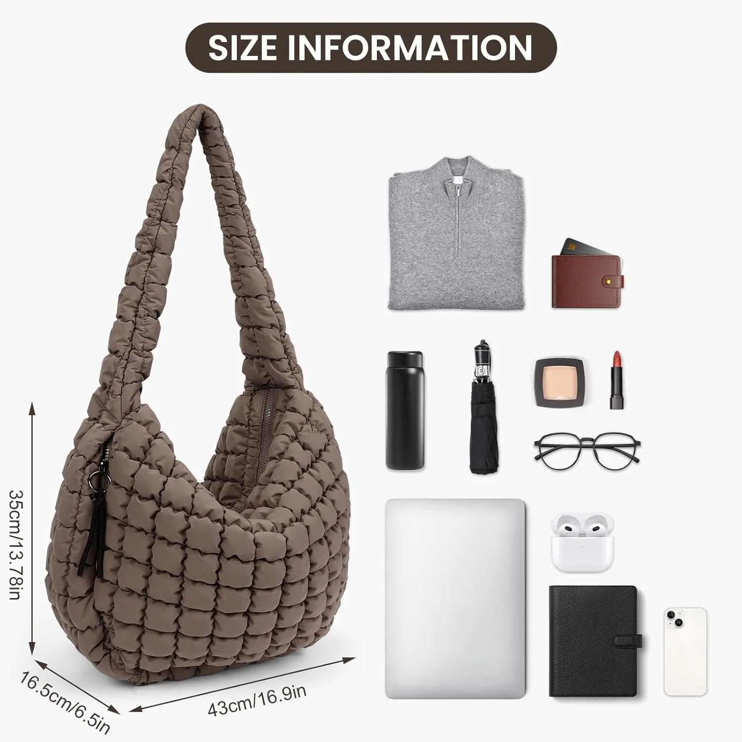 Juoxeepy Quilted Tote Bag Large Carryall Puffer Shoulder Bag Lightweight Padding Hobo Bag