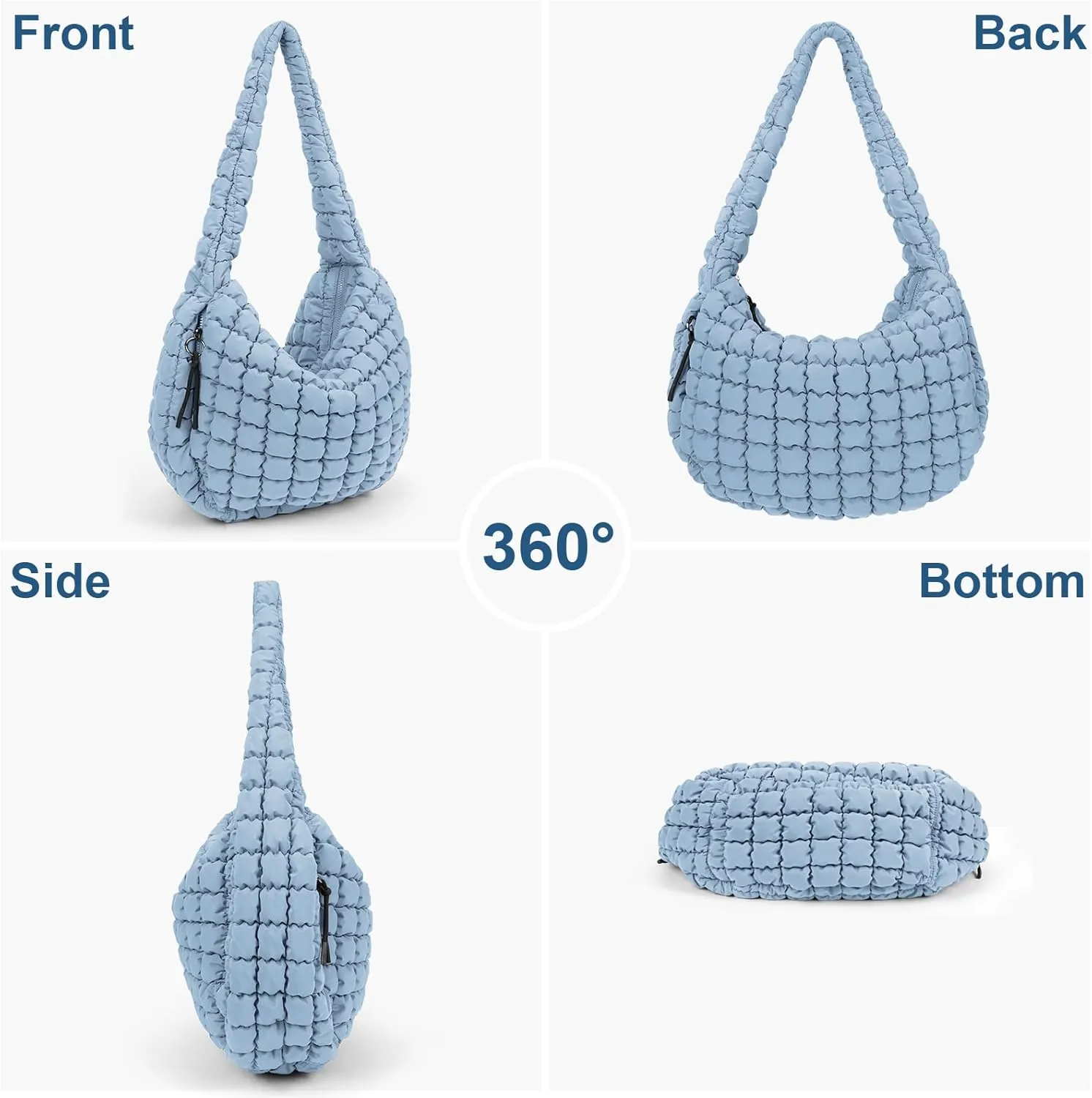 Juoxeepy Quilted Tote Bag Large Carryall Puffer Shoulder Bag Lightweight Padding Hobo Bag