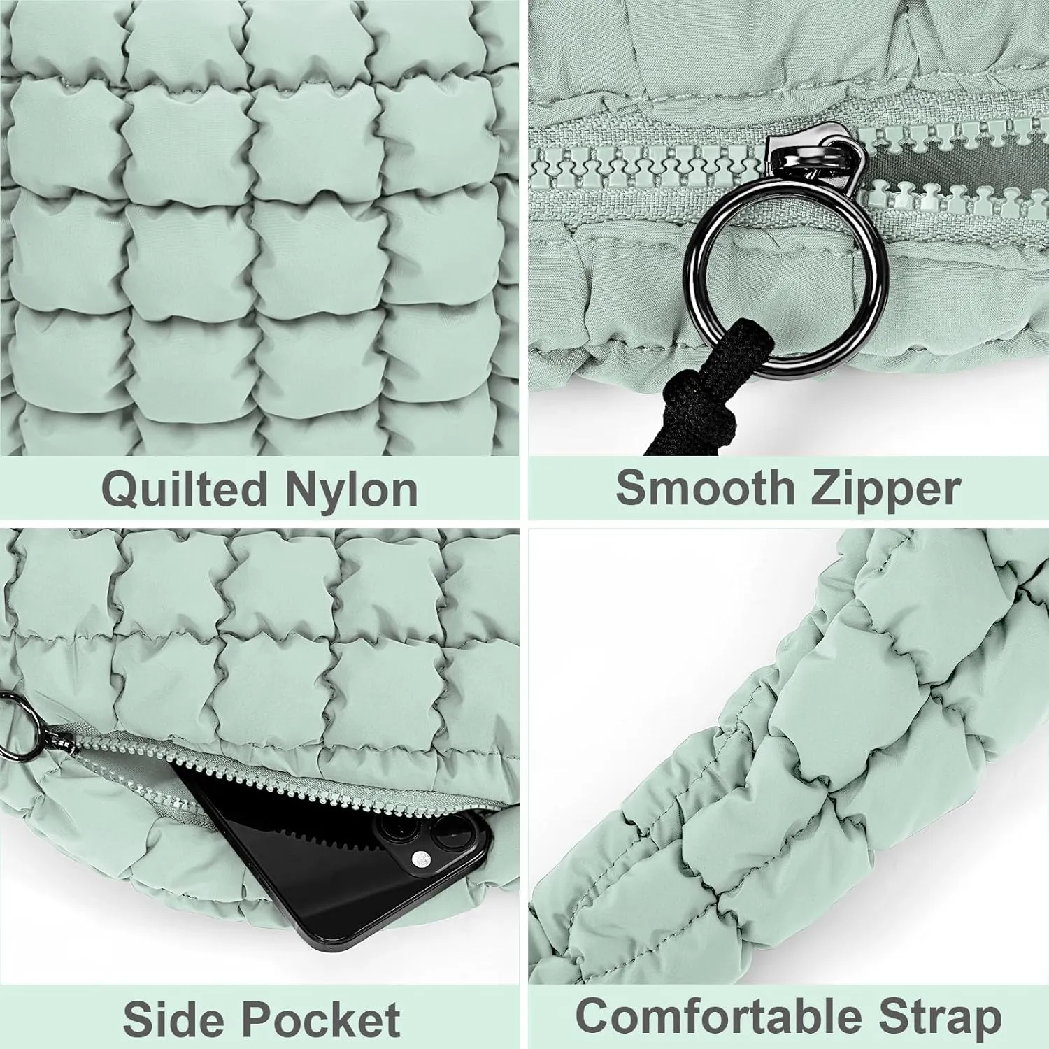 Juoxeepy Quilted Tote Bag Large Carryall Puffer Shoulder Bag Lightweight Padding Hobo Bag