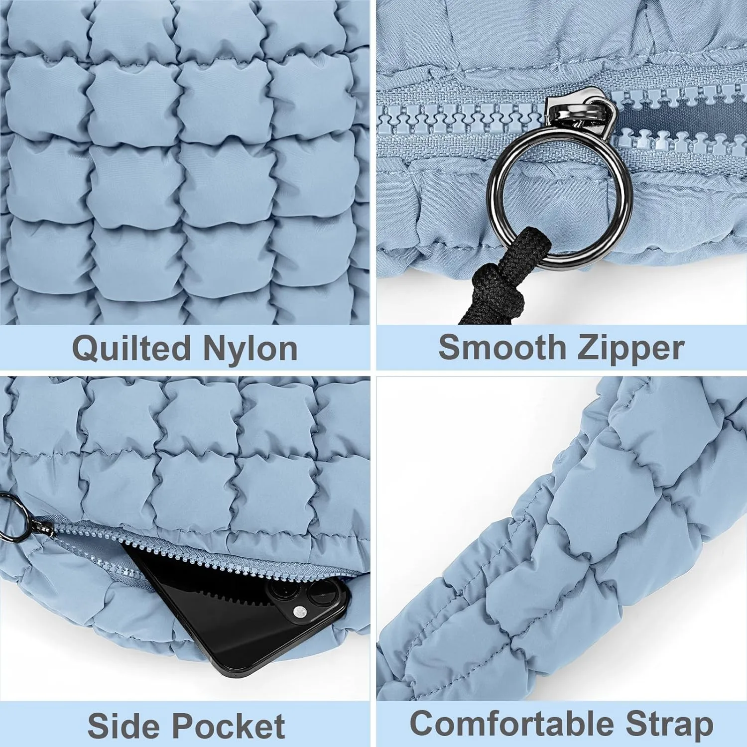Juoxeepy Quilted Tote Bag Large Carryall Puffer Shoulder Bag Lightweight Padding Hobo Bag
