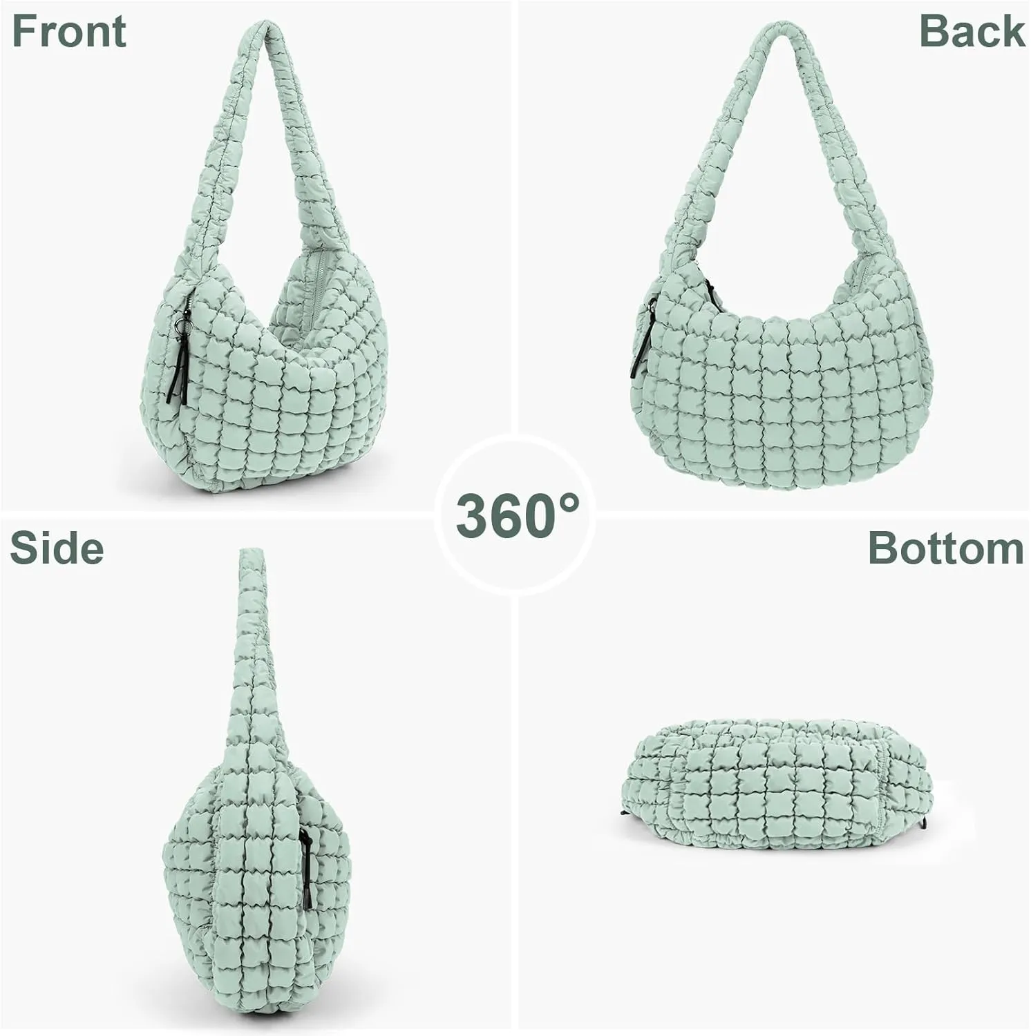 Juoxeepy Quilted Tote Bag Large Carryall Puffer Shoulder Bag Lightweight Padding Hobo Bag