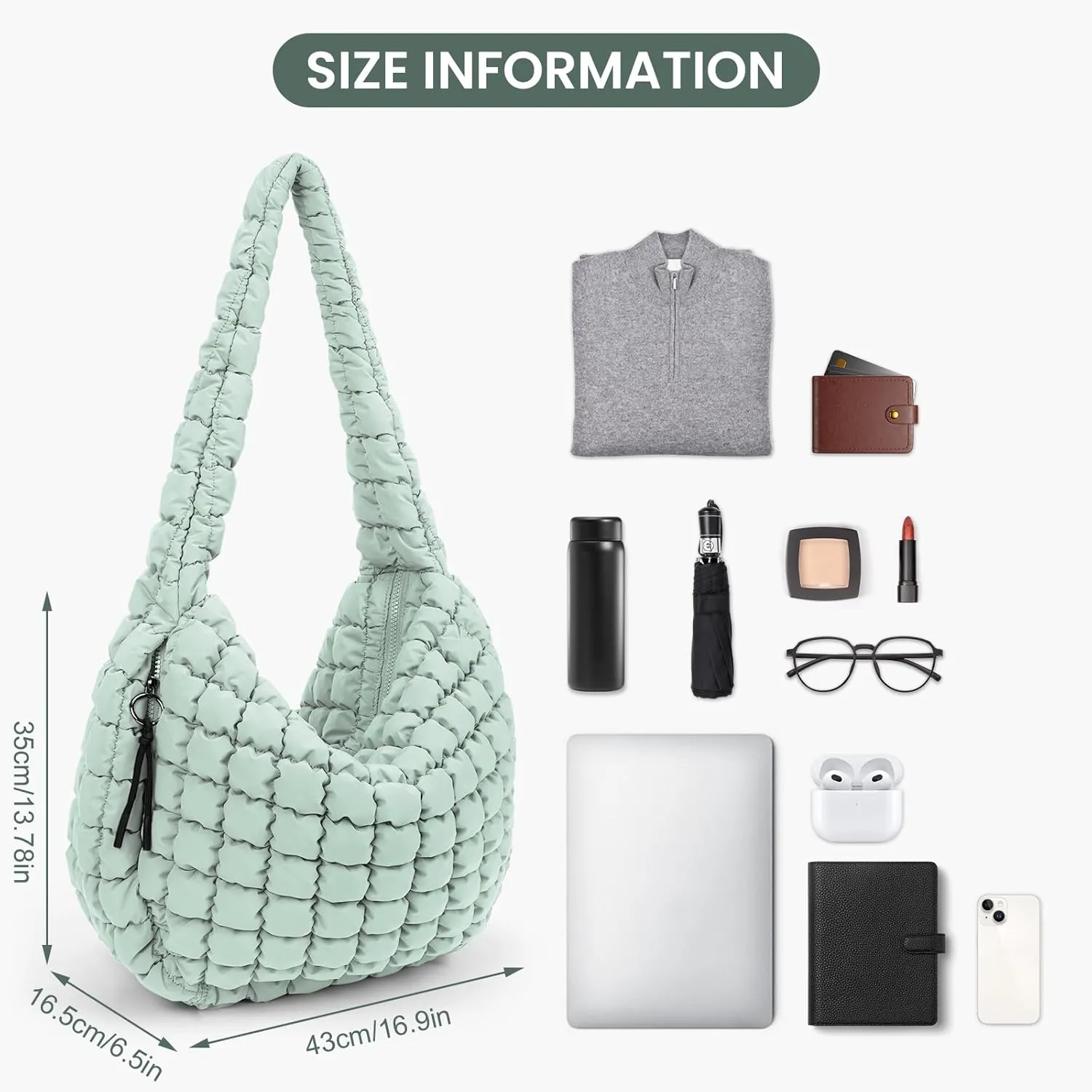 Juoxeepy Quilted Tote Bag Large Carryall Puffer Shoulder Bag Lightweight Padding Hobo Bag