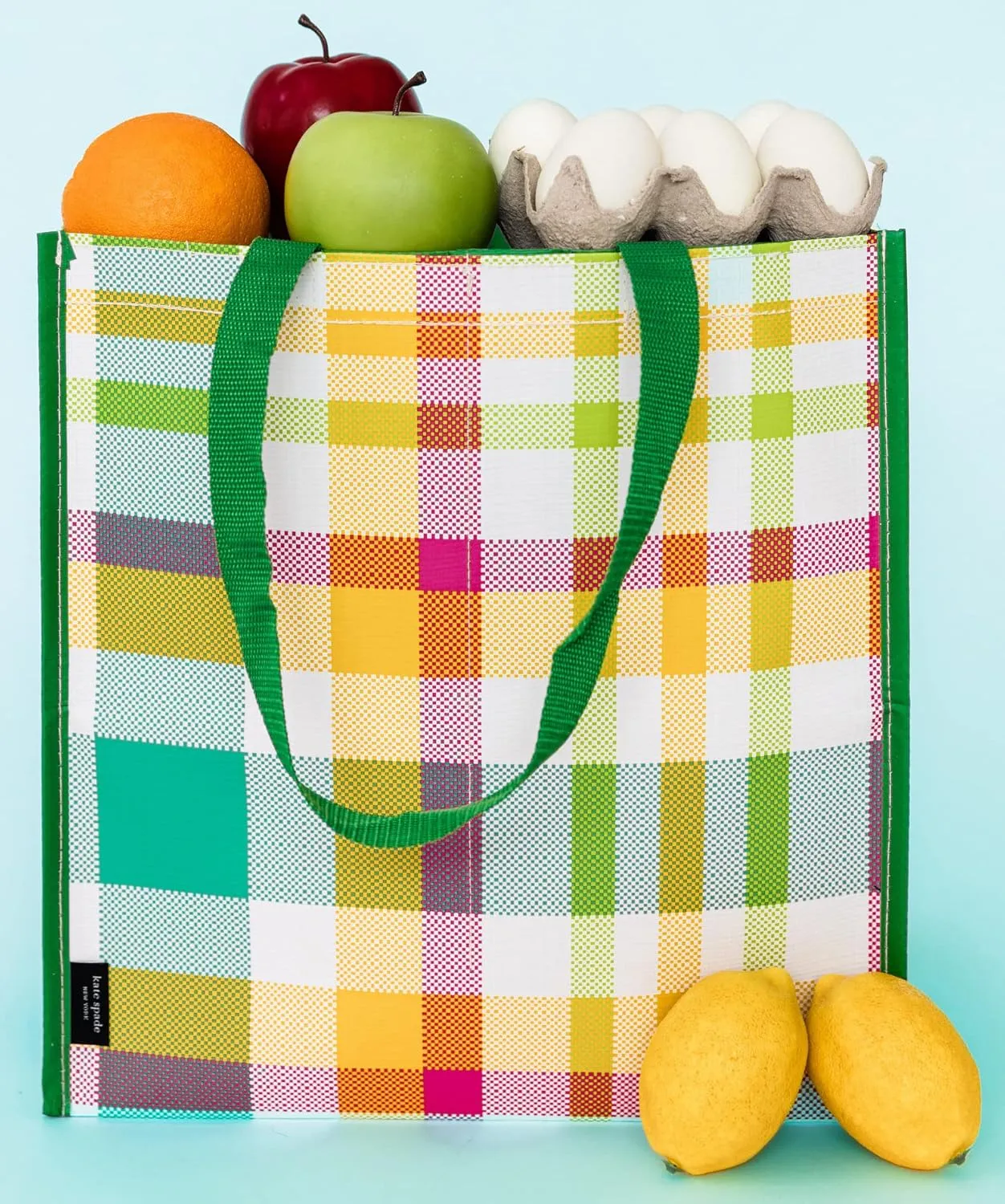 Kate Spade New York Reusable Shopping Bag, Grocery Tote with Shoulder Straps, Large Collapsible Tote