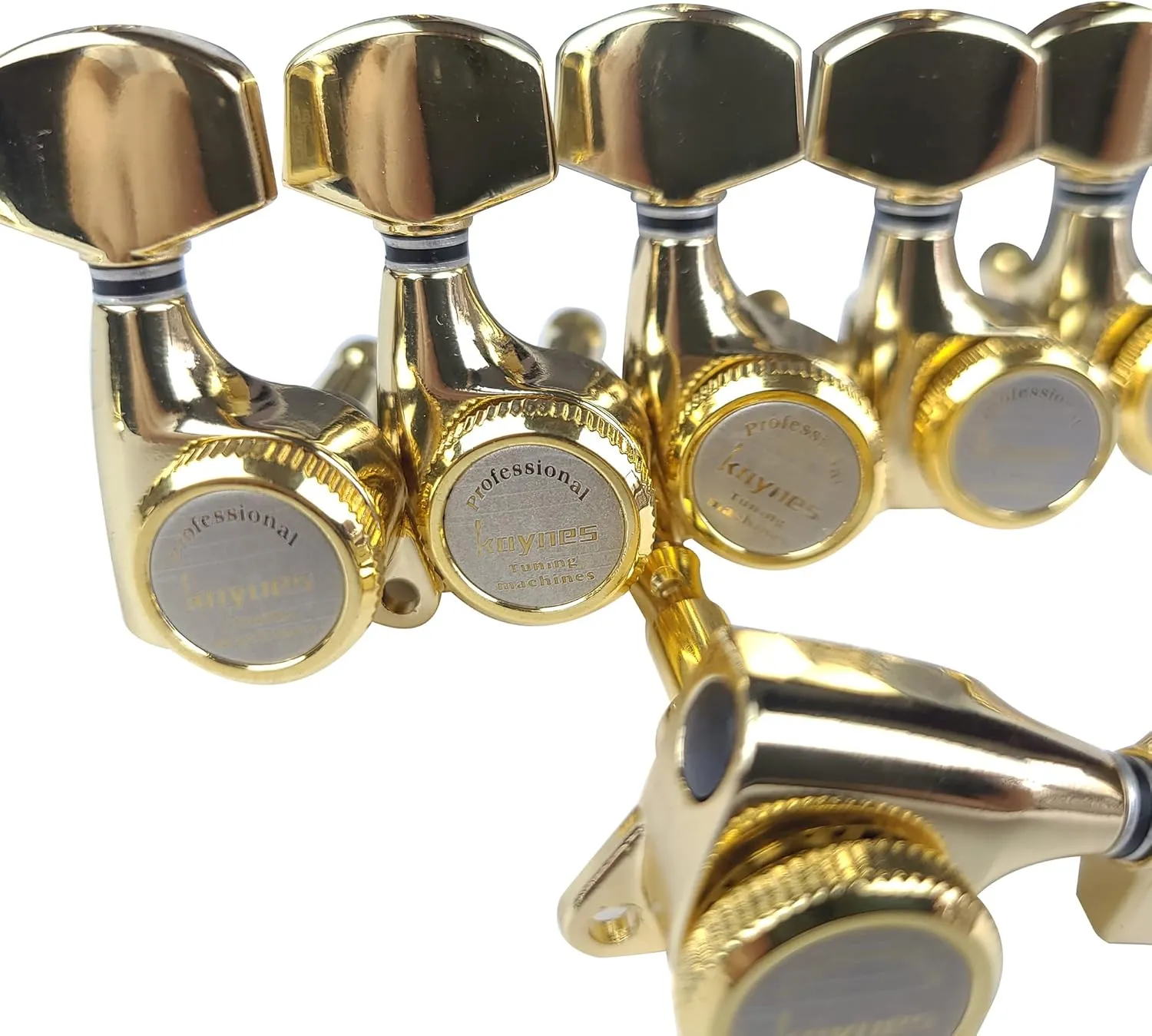 Kaynes Guitar Locking Tuners – 18:1 Gold Lock String Tuning Keys Pegs Machine Heads Tuners for Strat Tele ST TL LP SG most Electric or Acoustic Guitars (6 Inline for Right, Gold)