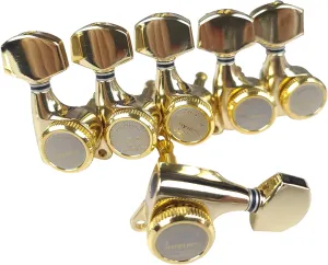 Kaynes Guitar Locking Tuners – 18:1 Gold Lock String Tuning Keys Pegs Machine Heads Tuners for Strat Tele ST TL LP SG most Electric or Acoustic Guitars (6 Inline for Right, Gold)