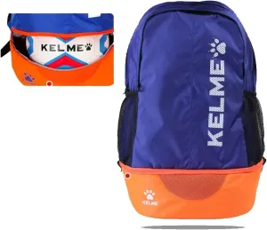KELME Youth/Adult Soccer Backpack - Unisex Sports Bag - Separate Ball Holder Shoes Compartment Basketball baseball Football (Blue/Orange, Adults)
