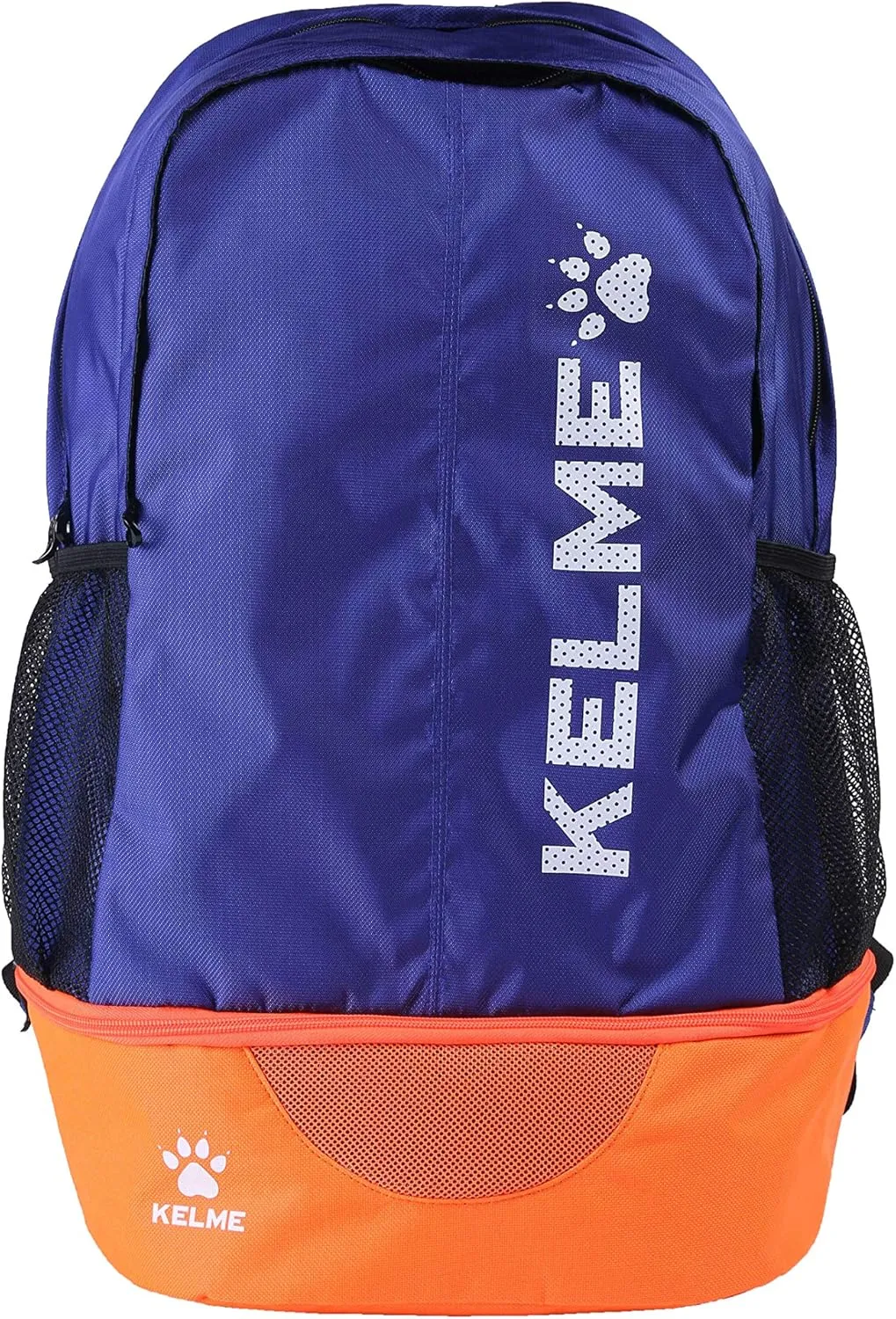 KELME Youth/Adult Soccer Backpack - Unisex Sports Bag - Separate Ball Holder Shoes Compartment Basketball baseball Football (Blue/Orange, Adults)