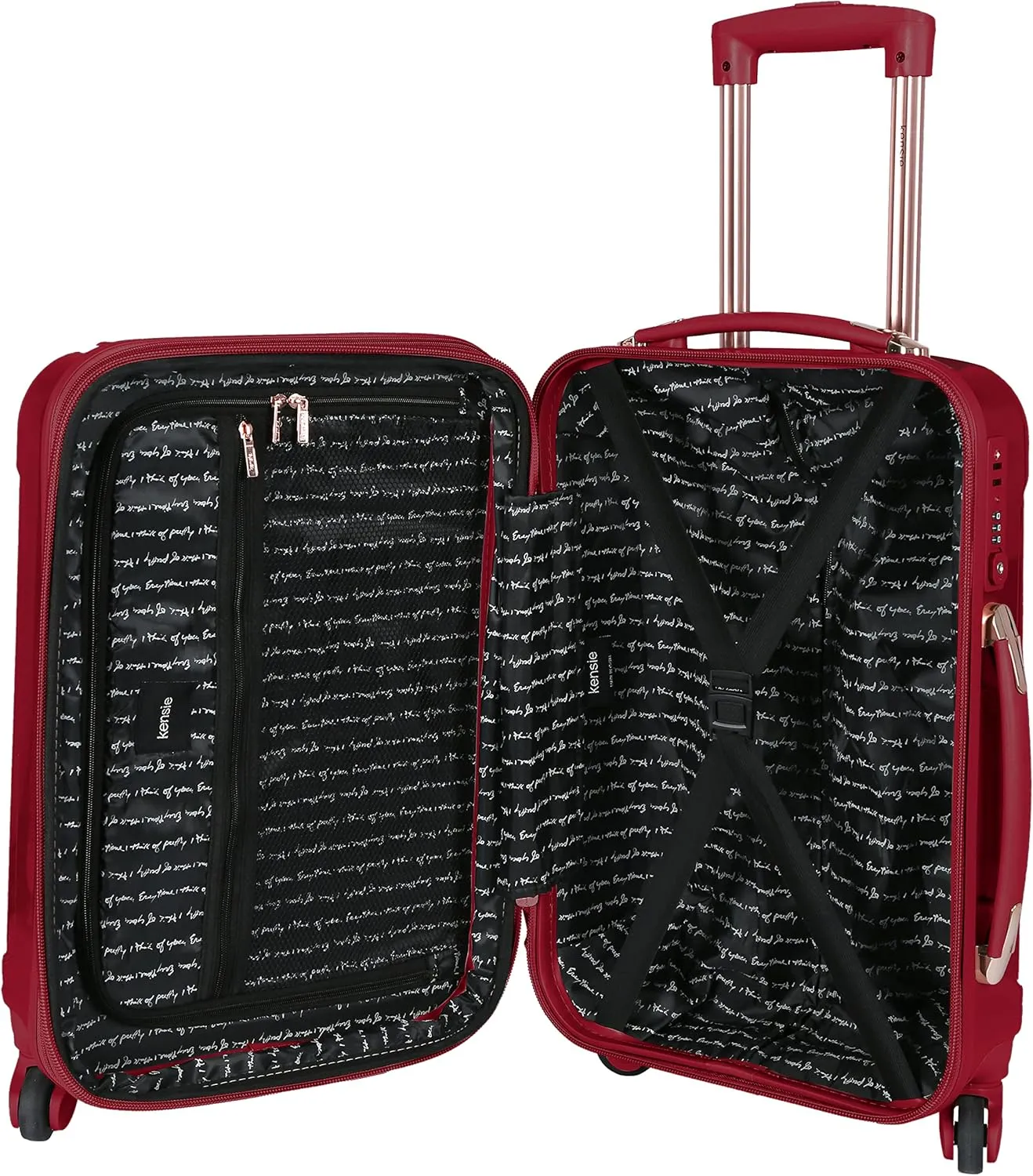 kensie Women's Alma Hardside Spinner Luggage, Expandable, Japanese Carmine Red, Carry-On 20-Inch