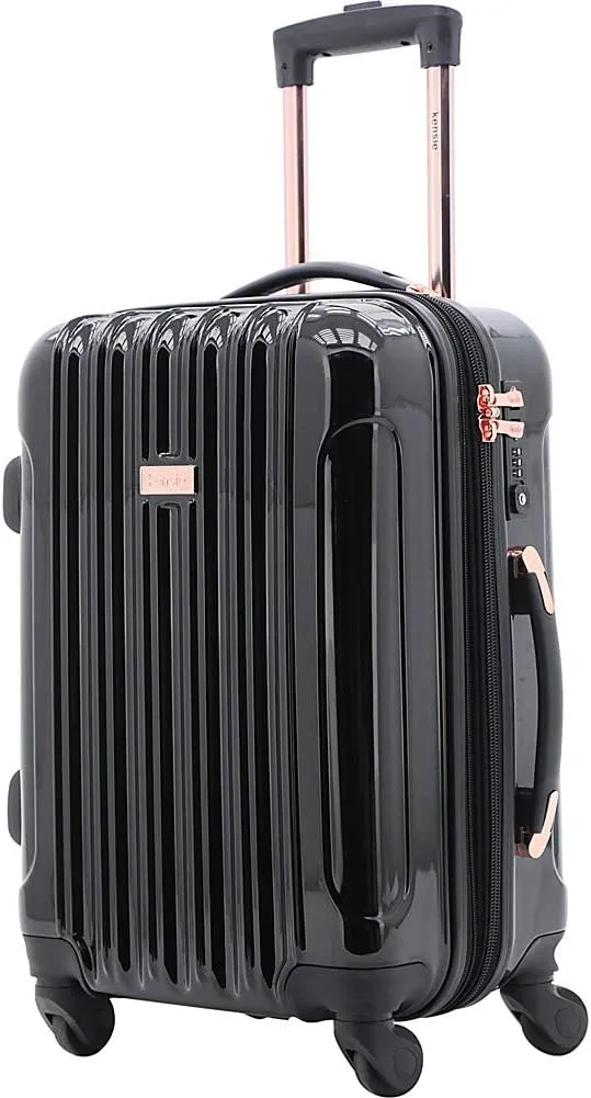 kensie Women's Alma Luggage Set, Black, 20-Inch Carry-On