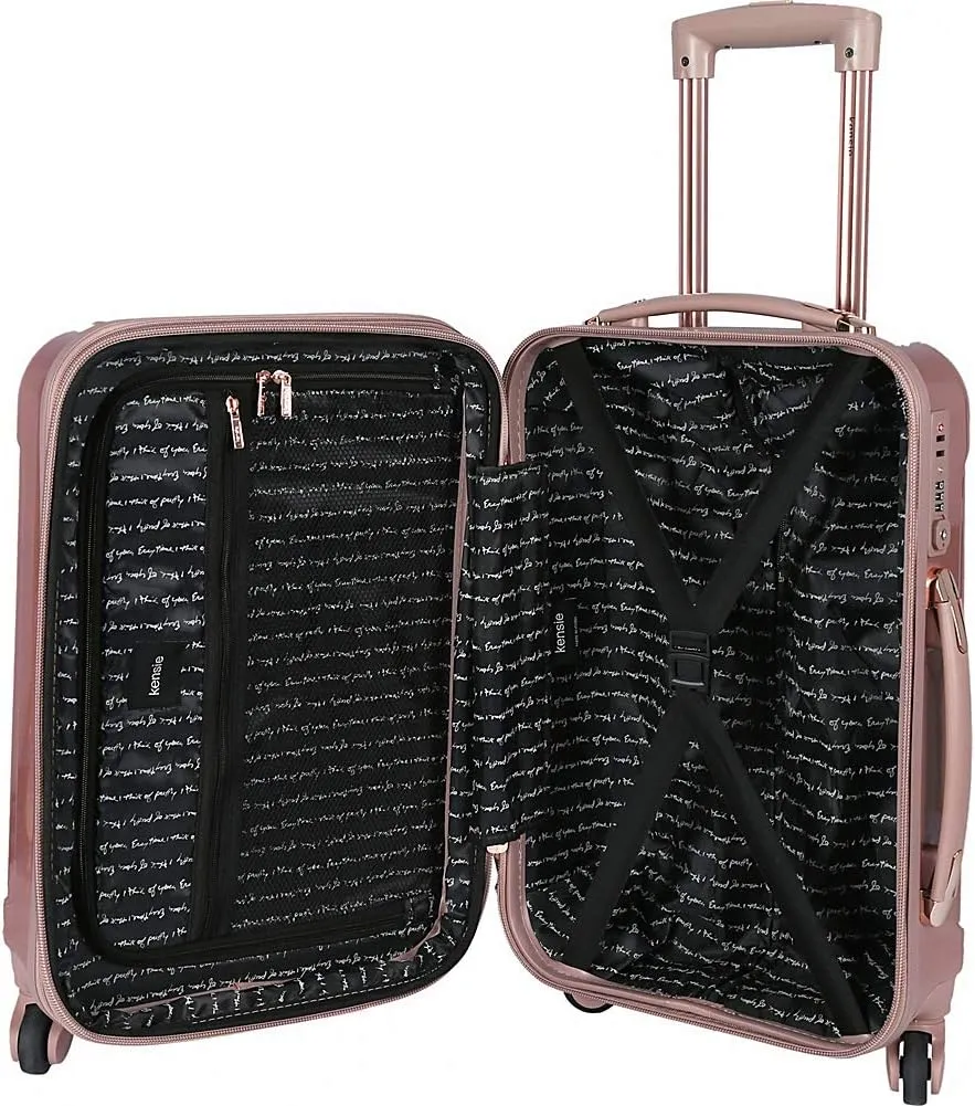 kensie Women's Alma Luggage Set, Black, 20-Inch Carry-On
