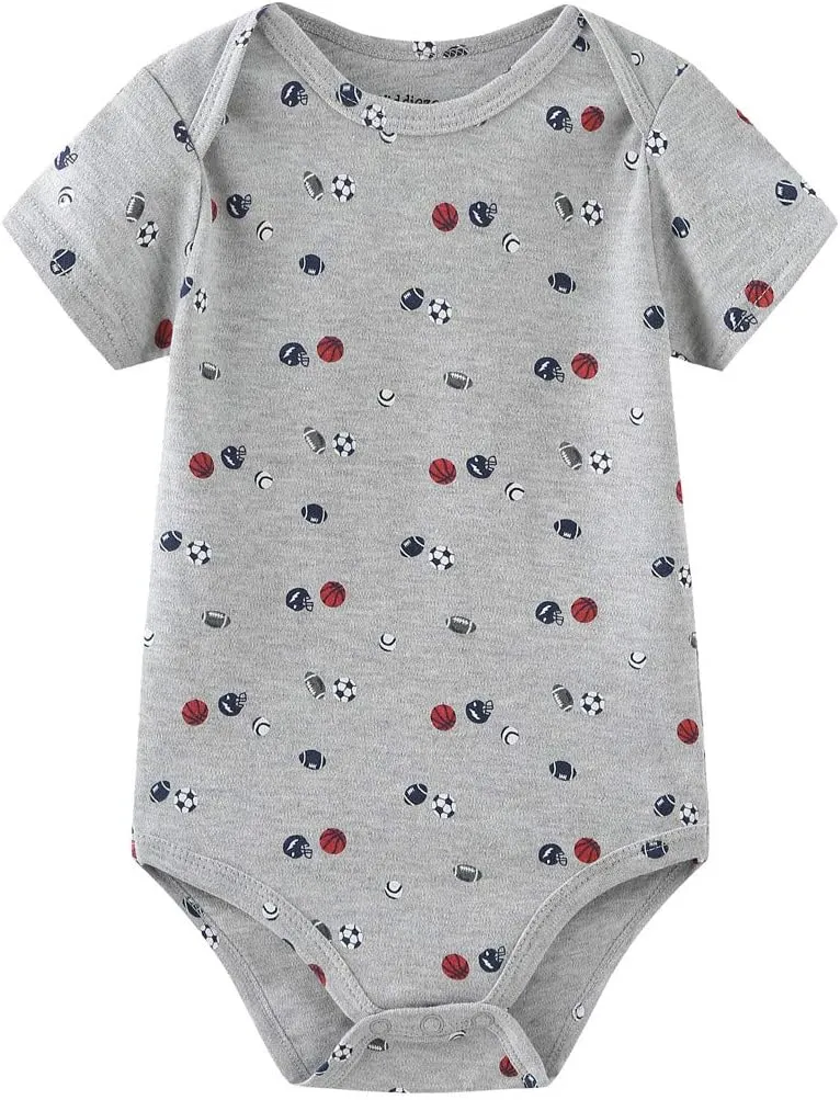 Kiddiezoom Newborn Baby Unisex Cotton One-Piece Bodysuits Baby Gift 5-Pack Baby Clothes