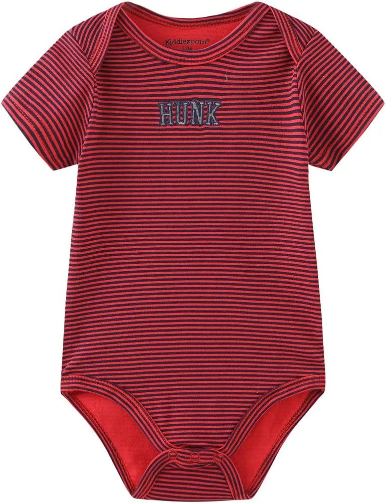 Kiddiezoom Newborn Baby Unisex Cotton One-Piece Bodysuits Baby Gift 5-Pack Baby Clothes