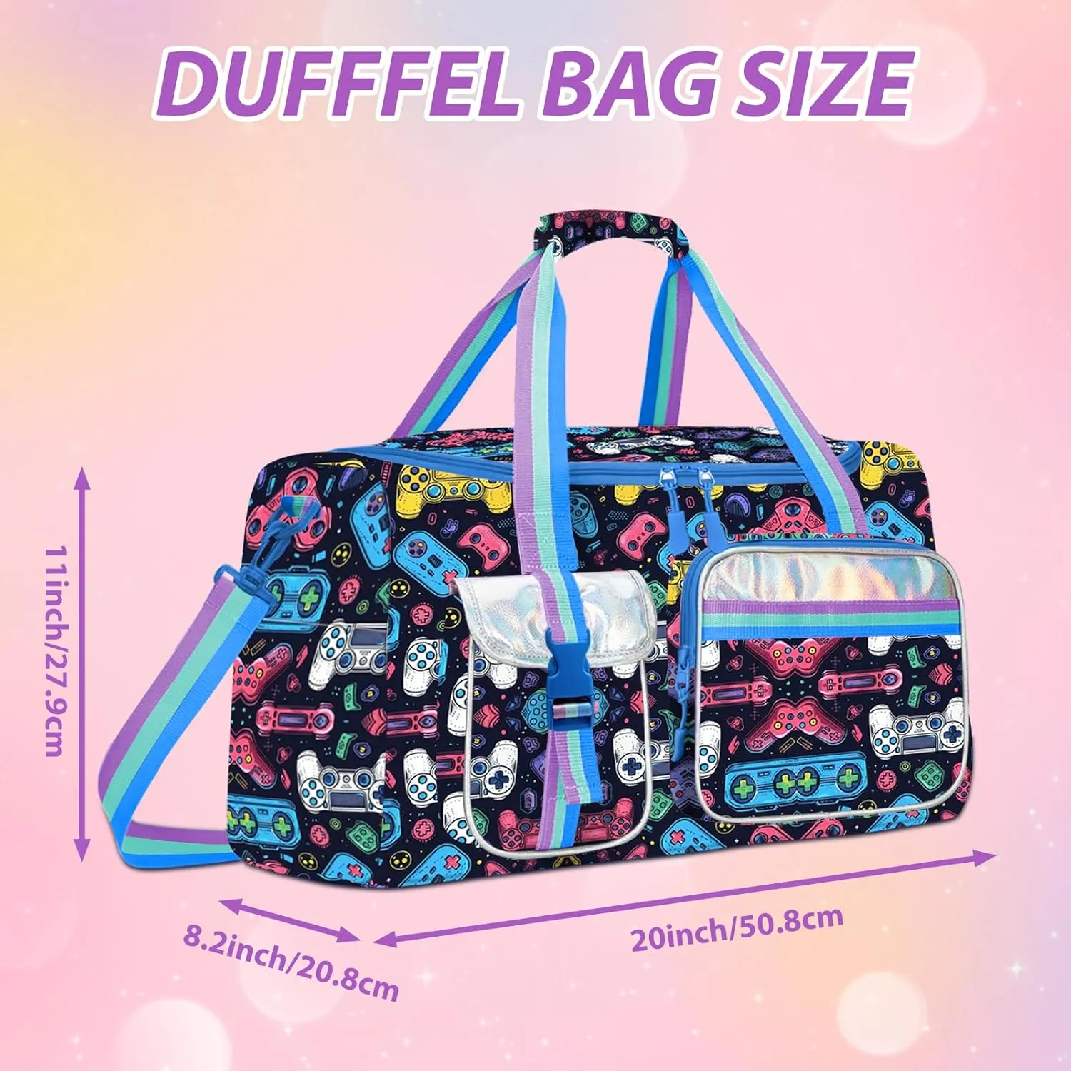 Kids Duffle Bag Girls Travel Bag Boys Overnight Bag for Girls and Woman Tote Bag Sleepover Bag for Girls Gym Dance Bag with Shoes Compartment