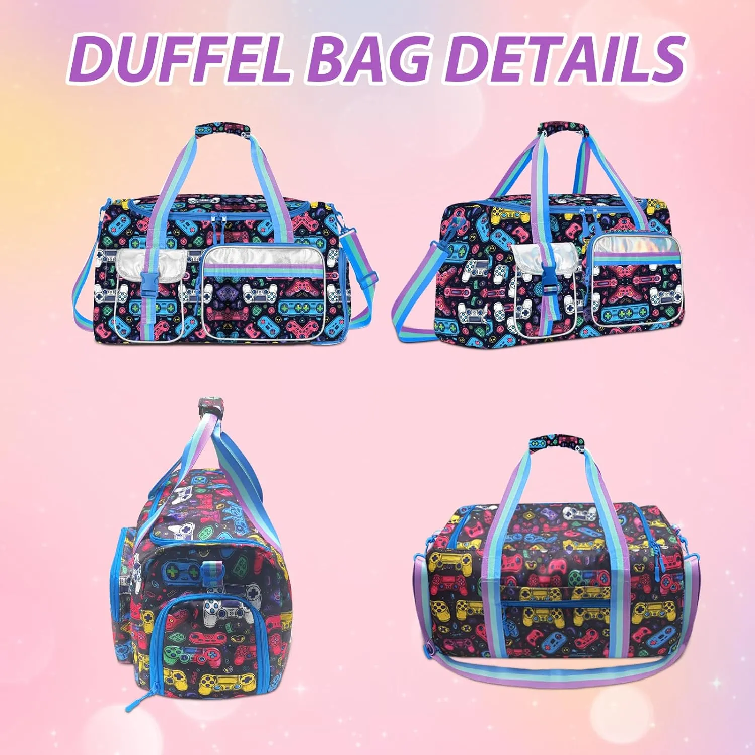 Kids Duffle Bag Girls Travel Bag Boys Overnight Bag for Girls and Woman Tote Bag Sleepover Bag for Girls Gym Dance Bag with Shoes Compartment