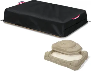 Kids Sandbox Cover for Naturally Playful Sandbox II, Heavy-Duty 600D Waterproof Dustproof UV Resistant, 52" L x 33" W x 16" H,Outside Toys Sand Box Covers (Black)