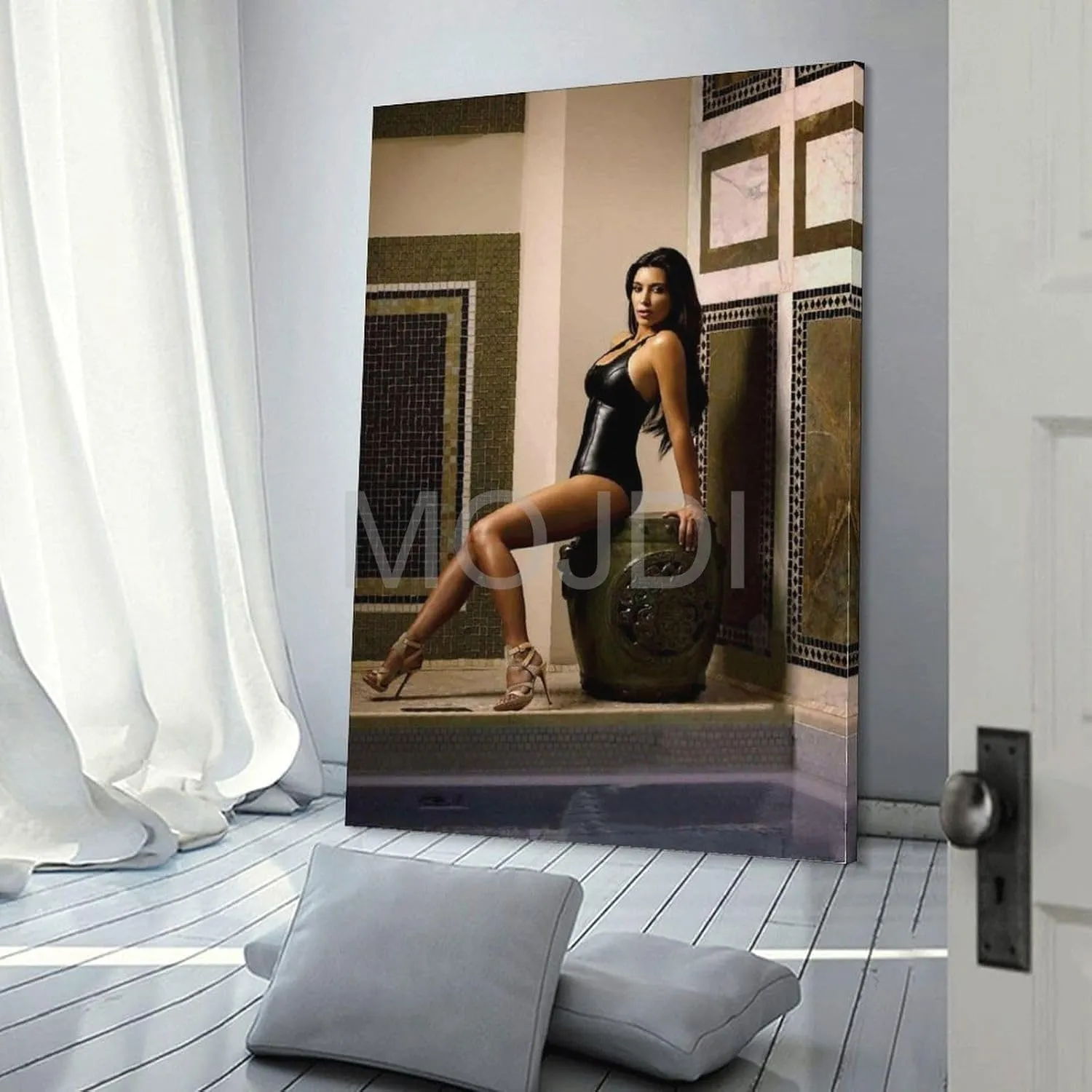 Kim Kardashian Sexy Actor Model Art Poster Room Aesthetic Wall Decoration (4) Canvas Painting Wall Art Poster for Bedroom Living Room Decor 08x12inch(20x30cm) Frame-style