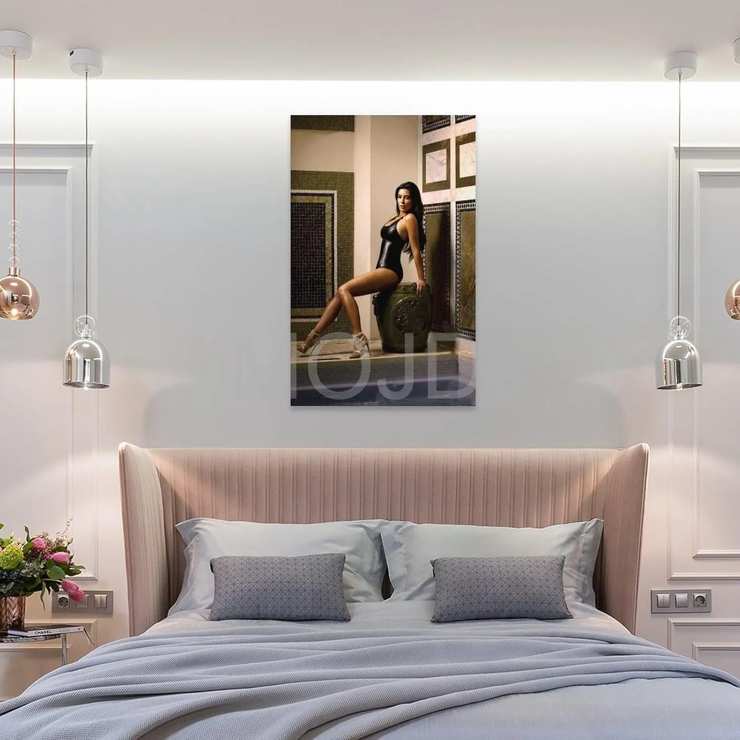 Kim Kardashian Sexy Actor Model Art Poster Room Aesthetic Wall Decoration (4) Canvas Painting Wall Art Poster for Bedroom Living Room Decor 08x12inch(20x30cm) Frame-style