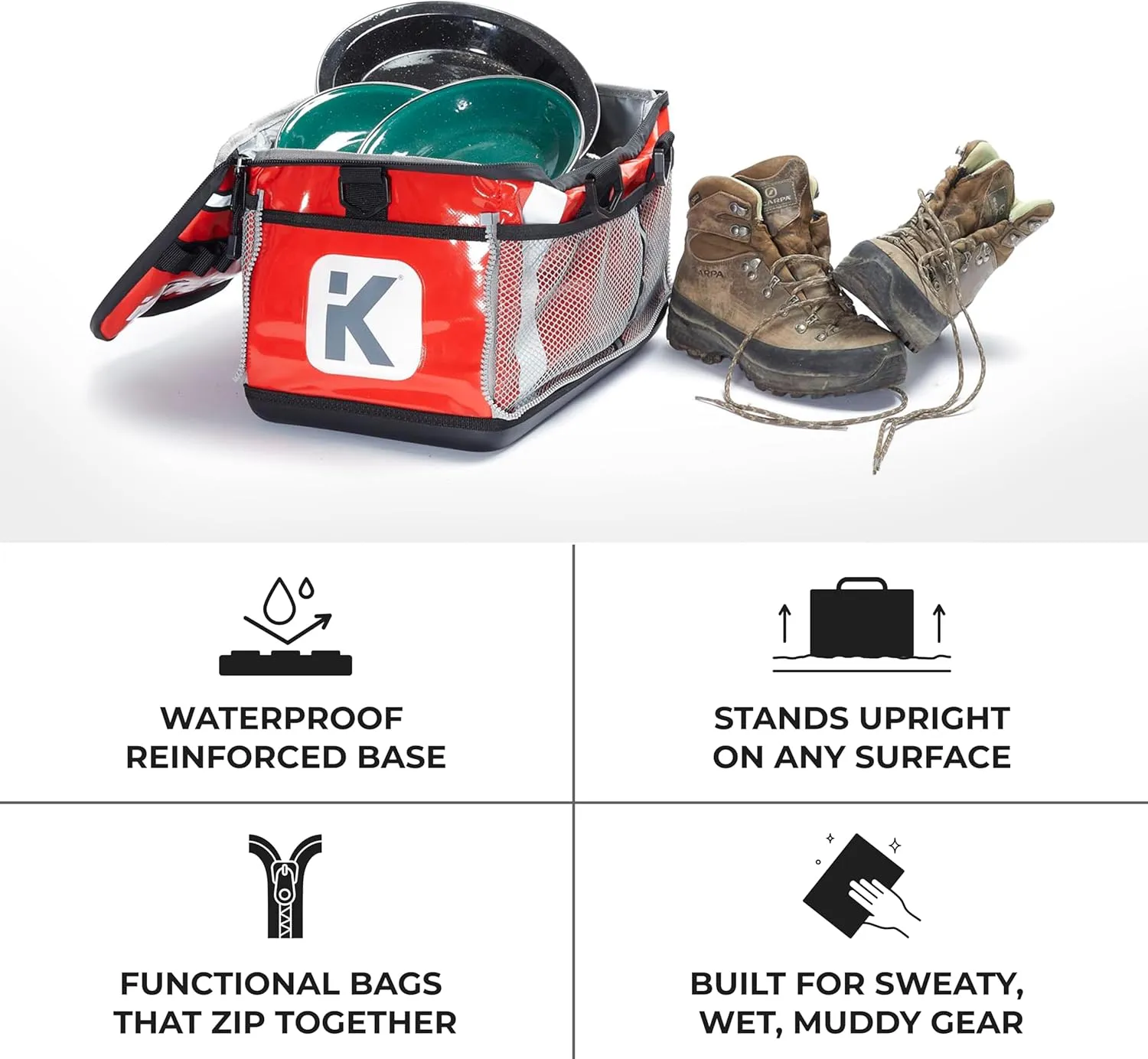 KitBrix Large Gym Bag - Waterproof Sports, Travel & Outdoor Duffle Bag - Kit & Equipment Bags for Football, Soccer, Swimming, Cycling, Running, Triathlon, Baseball, Hockey - Red