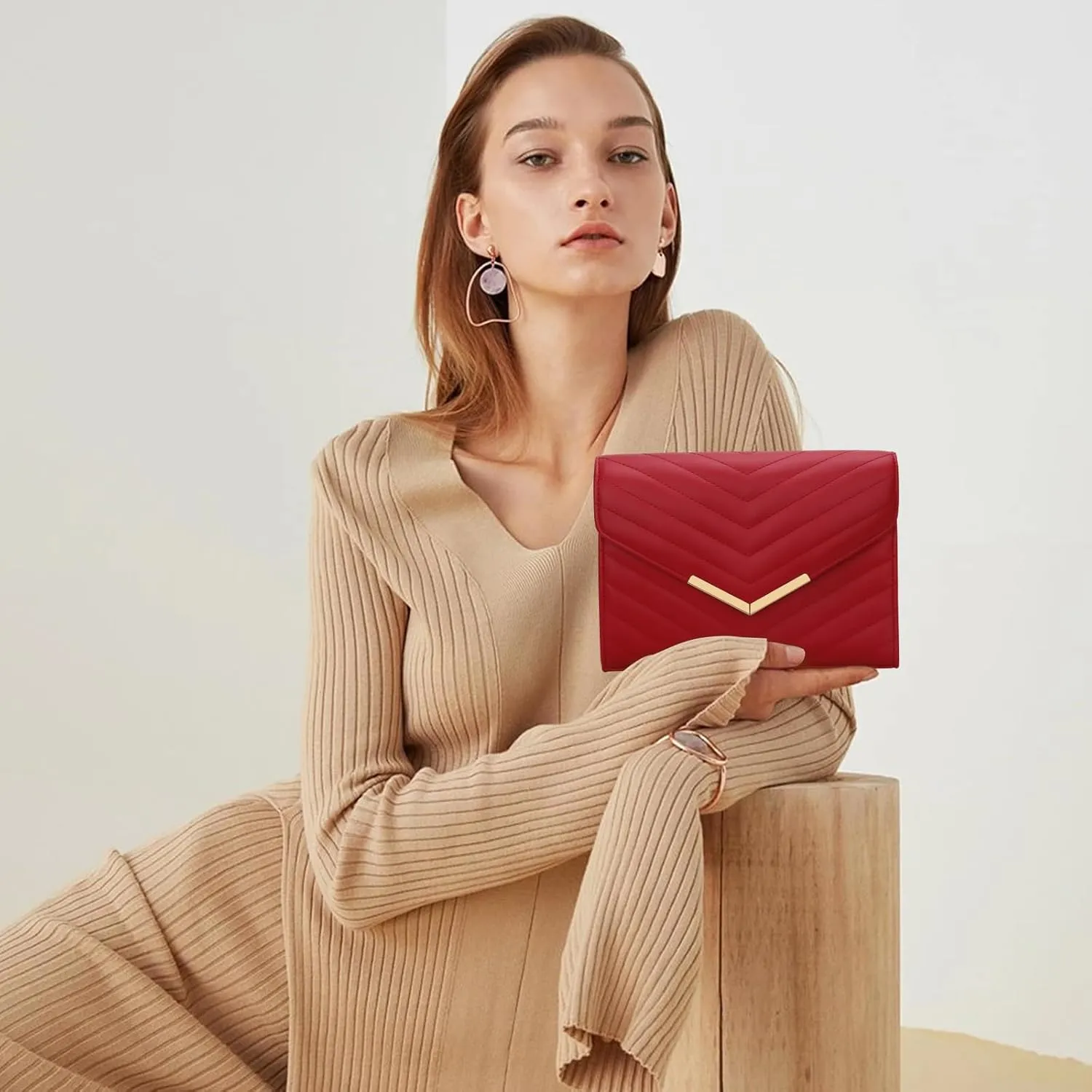 KKXIU Women Formal Vegan Leather Evening Envelope Clutch Purses and Handbags for Party Wedding Prom Bridal