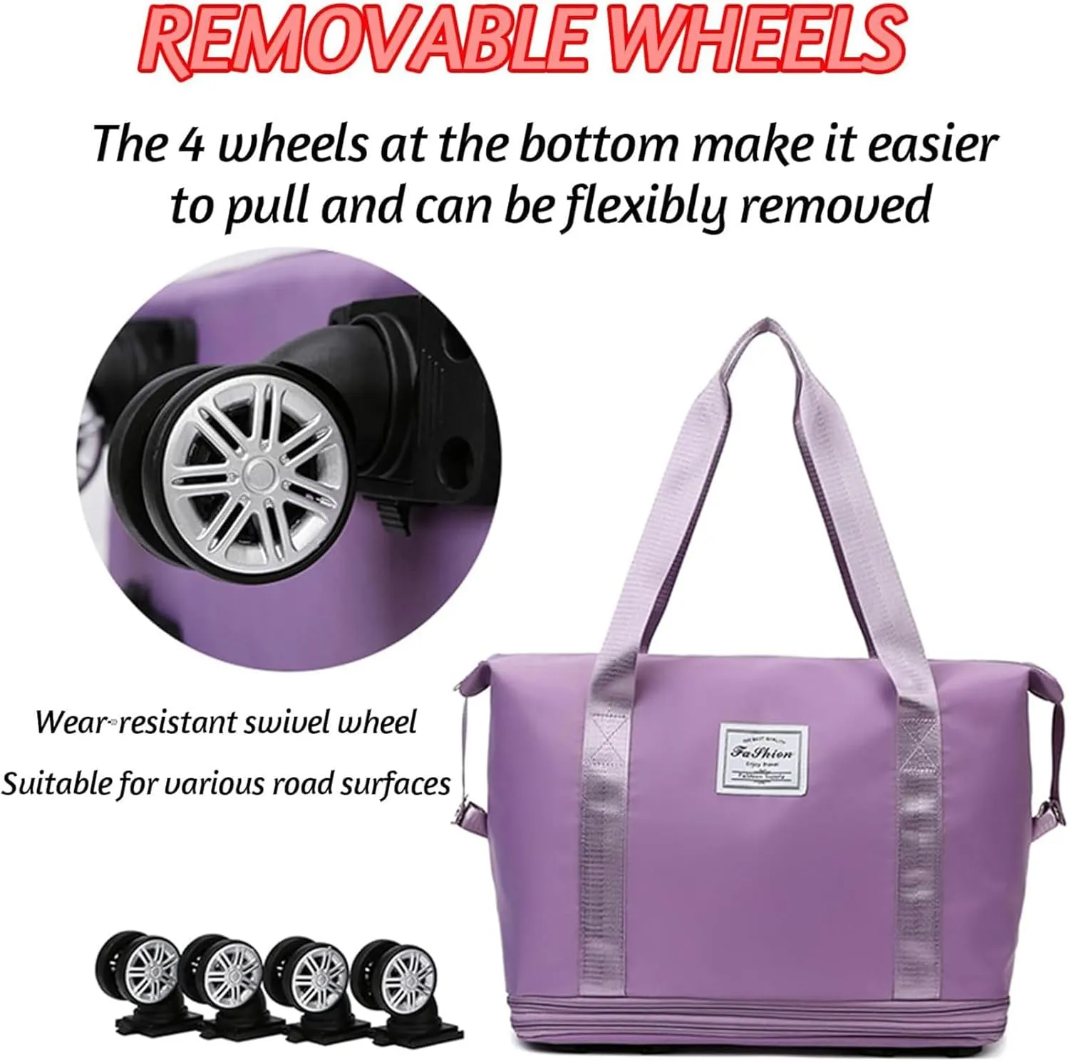 Klarson Expandable Bag with Wheels, Klarson Foldable Suitcase without Handle for Travel (Black)