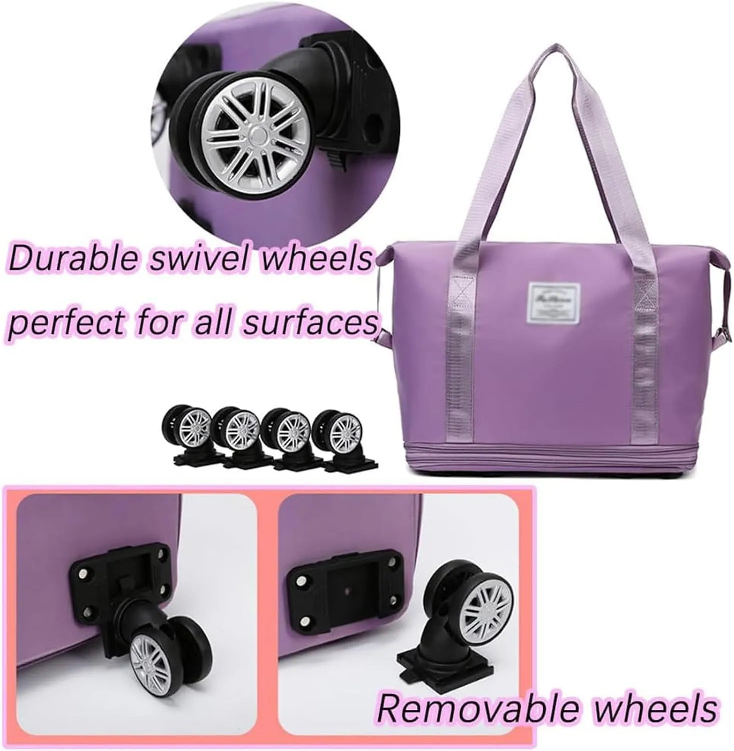 Klarson Expandable Bag with Wheels, Klarson Travel Bag, Scratch Expandable Travel Duffle Bag, with Dry and Wet Separation (Gray)