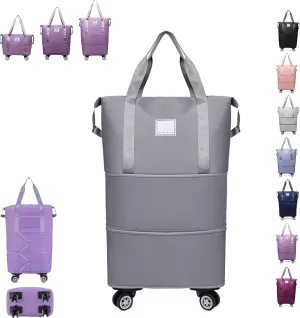 Klarson Expandable Bag with Wheels, Klarson Travel Bag, Scratch Expandable Travel Duffle Bag, with Dry and Wet Separation (Gray)