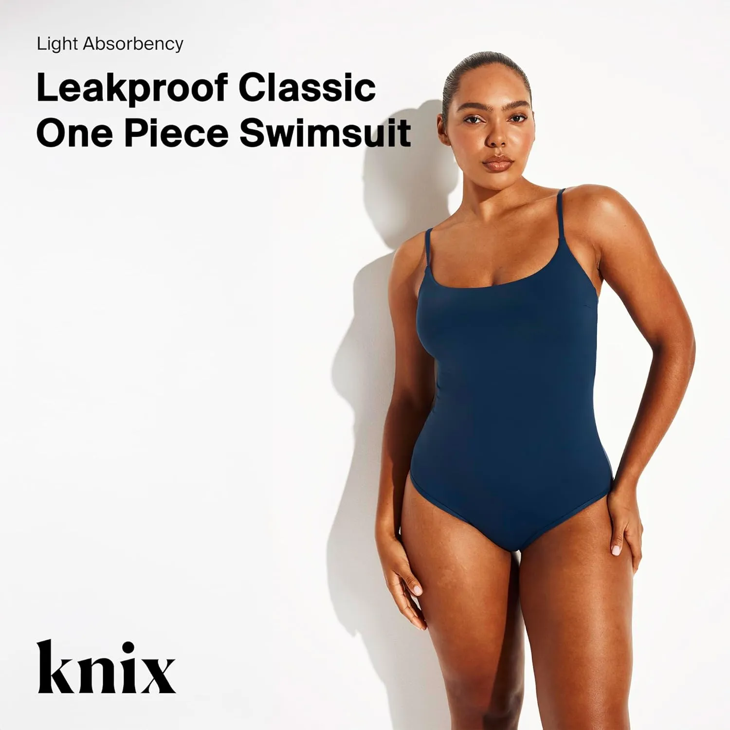KNIX Leakproof Classic One Piece Period Swimsuit, Period Swimwear, UPF 50  Fabric, Machine Washable