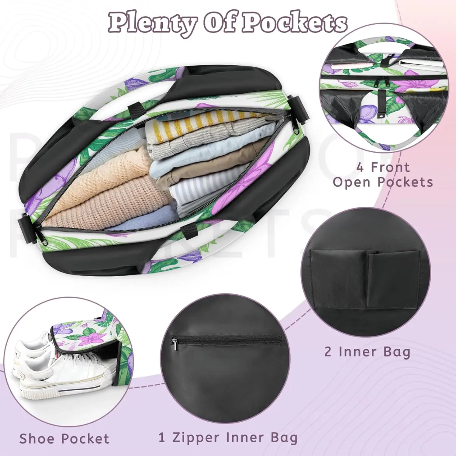 KOBLEN Yoga Gym Bags for Women Duffel Bag with Shoe Compartment and Yoga Mat Portable Weekender Bags for Pilates Travel Offices Workout Beach