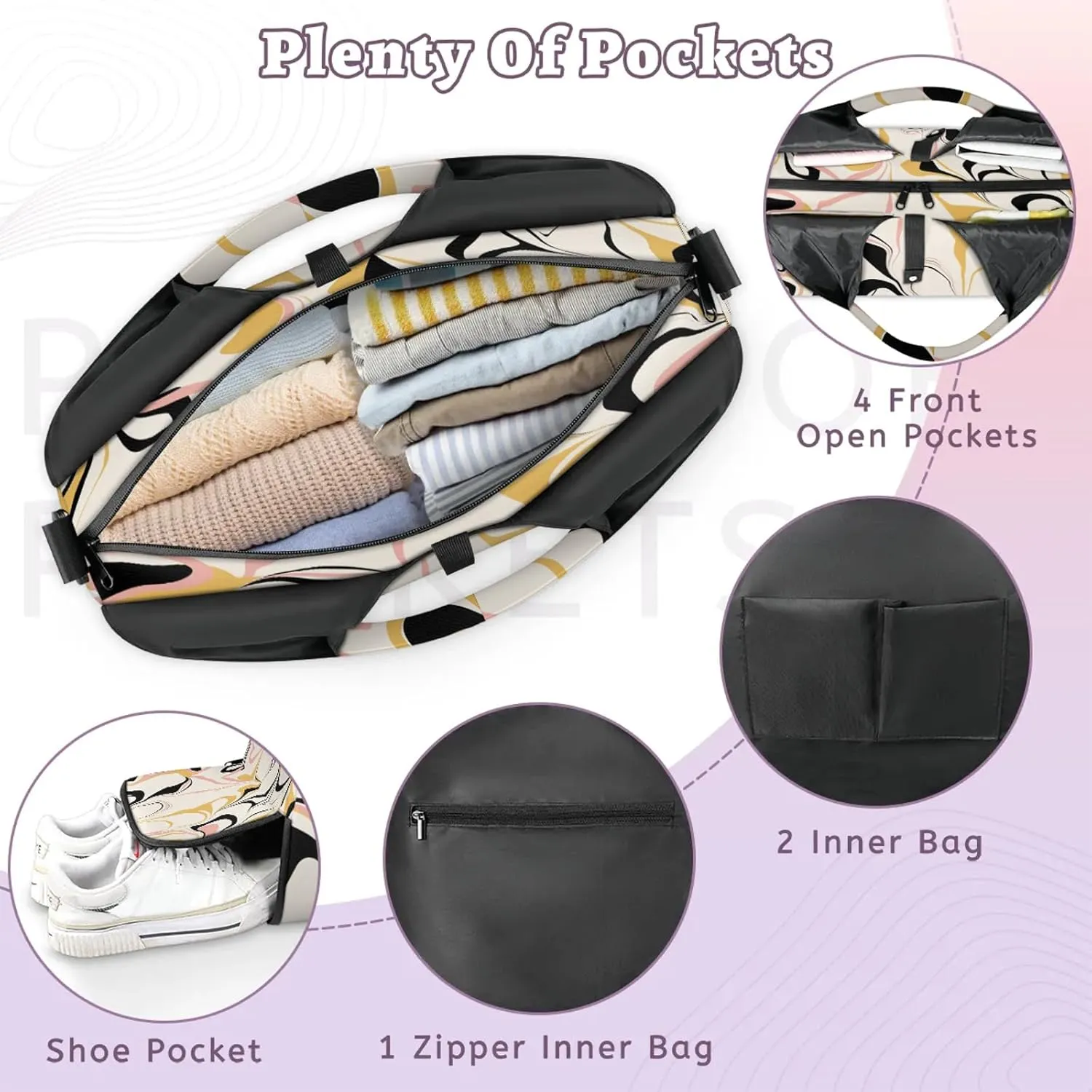 KOBLEN Yoga Gym Bags for Women Duffel Bag with Shoe Compartment and Yoga Mat Portable Weekender Bags for Pilates Travel Offices Workout Beach