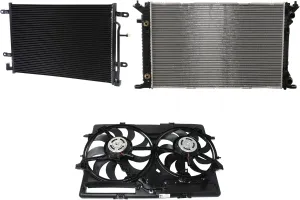 Kool Vue A/C Condenser 3-Piece Kit Compatible For Audi A4 2009, Audi A4 Quattro 2009 Engine ID BWT