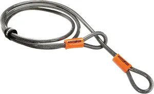 Kryptonite KryptoFlex Security Cable, 2.6FT/4FT/7FT/30FT Long Braided Steel Flex Bike Lock Anti-Theft Cable with Looped Ends for Outdoor Equipment, U-Lock and Padlock, 5mm-10mm Thick,Grey/Orange