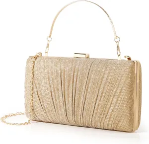 Kseymeir Clutch Purses for Women Pleated Evening Handbag with Chain Prom, Cocktail, and Wedding