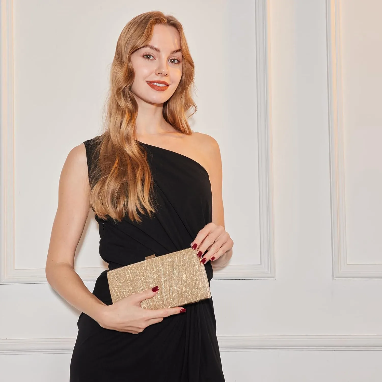 Kseymeir Clutch Purses for Women Pleated Evening Handbag with Chain Prom, Cocktail, and Wedding
