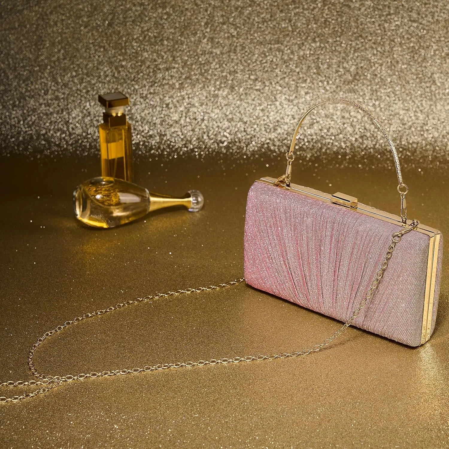 Kseymeir Clutch Purses for Women Pleated Evening Handbag with Chain Prom, Cocktail, and Wedding