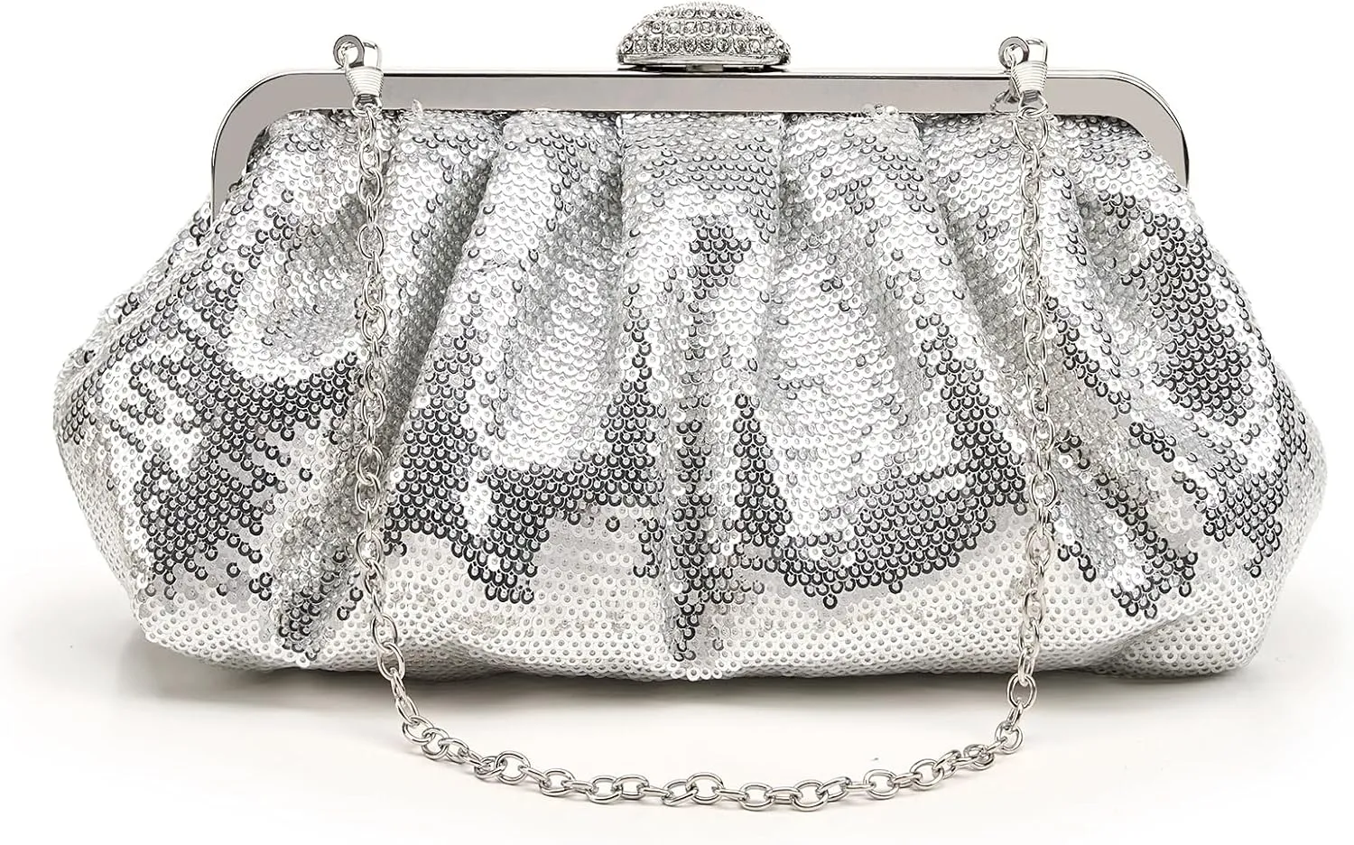 Kseymeir Evening Clutch Purse for Women Cloud Evening Bag Ruched Sequin Glitter Handbags