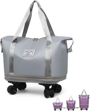 Kulken Travel Bag with Wheels, 2025 Expandable Waterproof Large Capacity Travel Bag with Removable Universal Wheel (Gray)