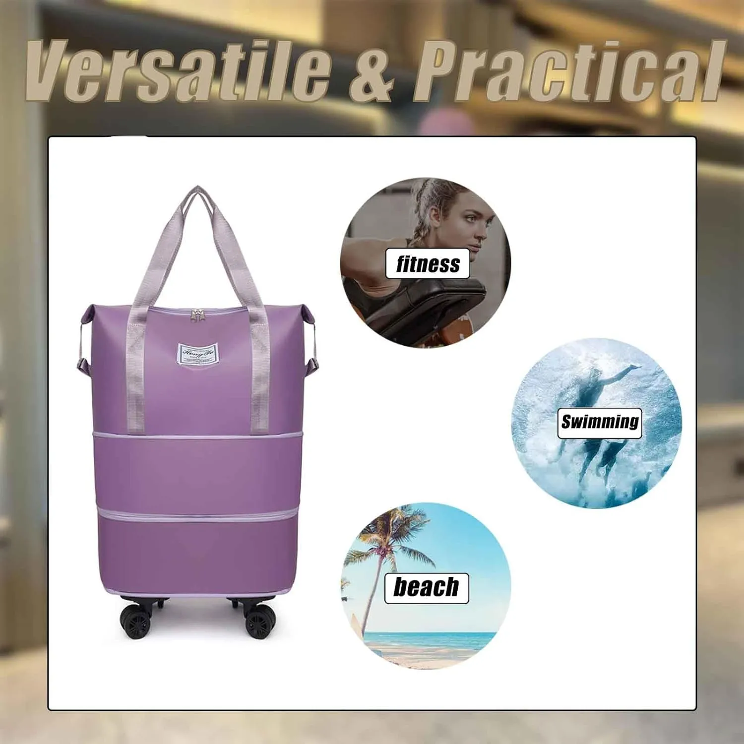 Kulken Travel Bag with Wheels, 2025 Expandable Waterproof Large Capacity Travel Bag with Removable Universal Wheel (Gray)