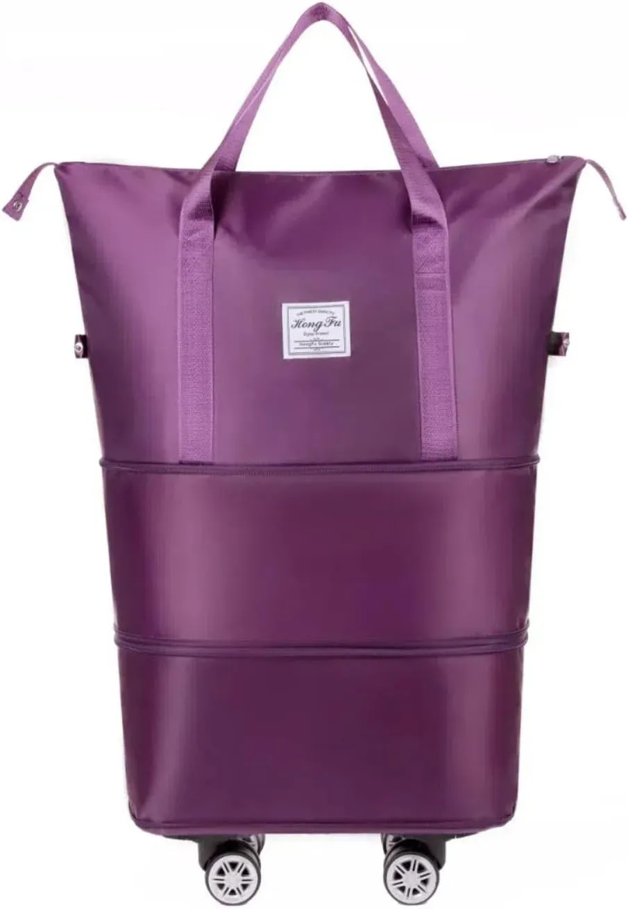 Kulken Travel Bag with Wheels, Pepepo Large-capacity Travel Bag, Expandable Dry-wet Separation Luggage Bag, Suitable for Business Trips, Expectant Mothers Preparing for Childbirth (Purple)