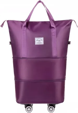 Kulken Travel Bag with Wheels, Pepepo Large-capacity Travel Bag, Expandable Dry-wet Separation Luggage Bag, Suitable for Business Trips, Expectant Mothers Preparing for Childbirth (Purple)