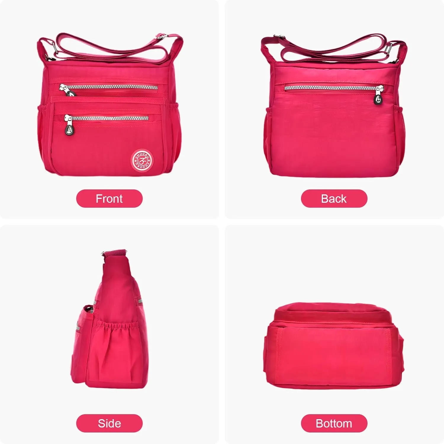 KXF Women's Waterproof Nylon Casual Crossbody Shoulder Messenger Bag Travel Purse Handbag with Multi Pocket