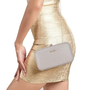 La Reat Floral Women's Oval Box Clutch Purse in Gold