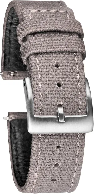 LAnGSHAW Canvas Watch Bands Quick Release White Two Pieces Watch Straps Heavy Duty Buckle 18mm 20mm 22mm (Band Color : Gray, Band Width : 18mm)