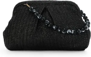 Lanpet Straw Clutch Purse for Women, Woven Dumpling Evening Bag Summer Beach Bag, Chain Strap Crossbody Shoulder Handbags