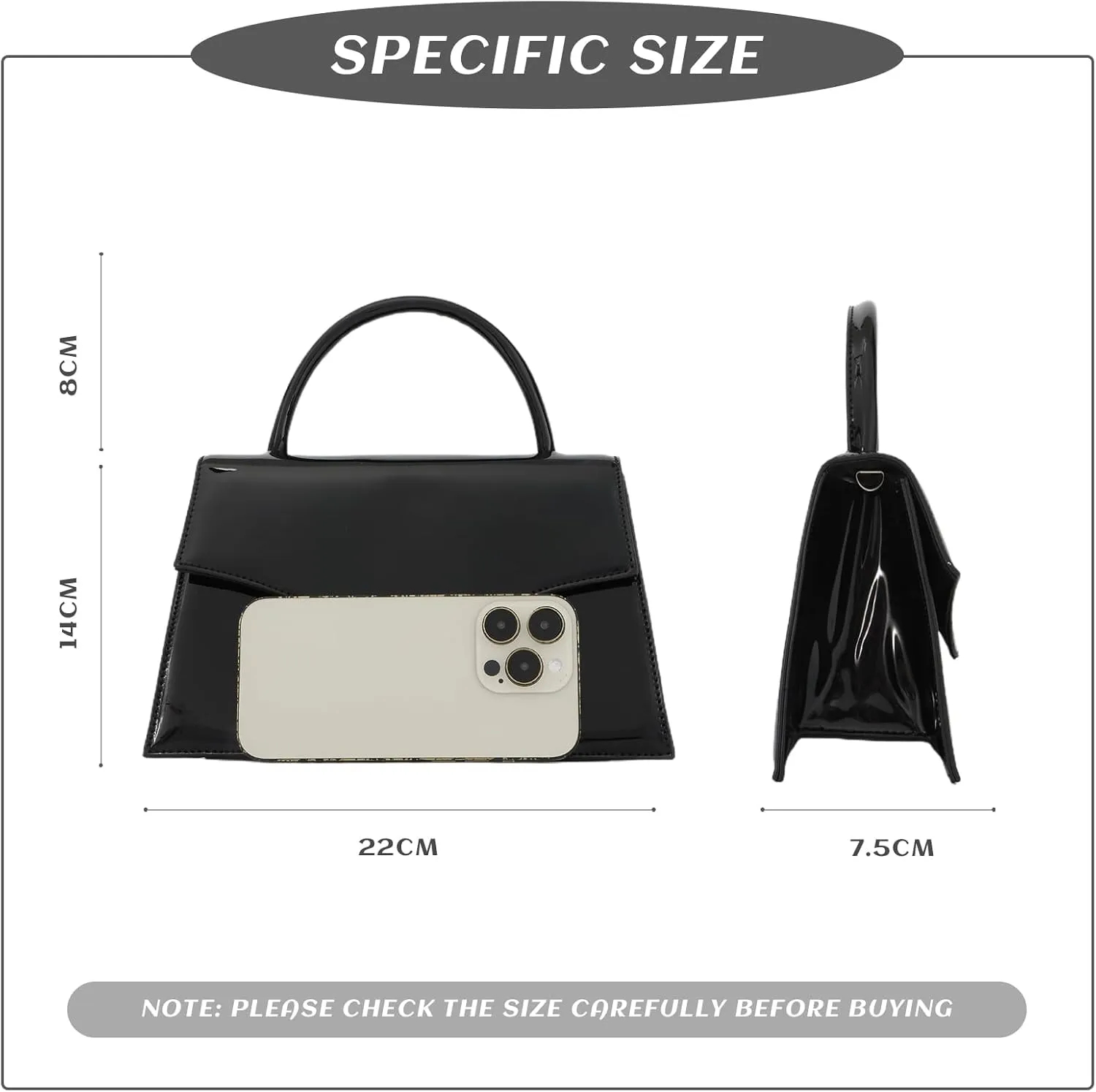 Lanpet Women's Evening Bag Patent Leather Clutch Purses for Wedding Cocktail Prom Cross Body Handbags