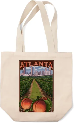 Lantern Press Atlanta, Georgia, Peaches (100% Cotton Canvas Reusable Tote Bag)