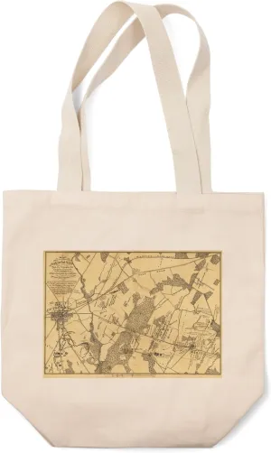 Lantern Press Battle of Gettysburg, Civil War Panoramic Map (100% Cotton Canvas Reusable Tote Bag)