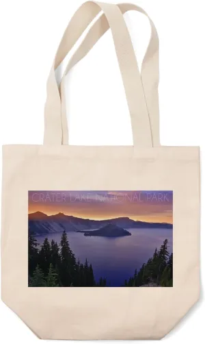 Lantern Press Crater Lake National Park, Oregon, Aerial View (100% Cotton Canvas Reusable Tote Bag)