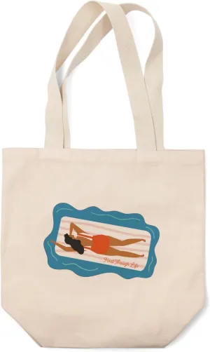 Lantern Press Float Through Life, Raft, (100% Cotton Canvas Reusable Tote Bag)
